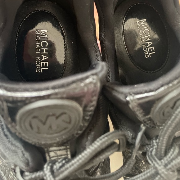 Micheal Kors Olympia Canvas And Suede Black Platform Trainers - Picture 3 of 3